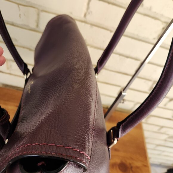 Like New Kate Spade Burgundy Leather Nicola Chester Handbag Satchel Purse - Picture 6 of 14